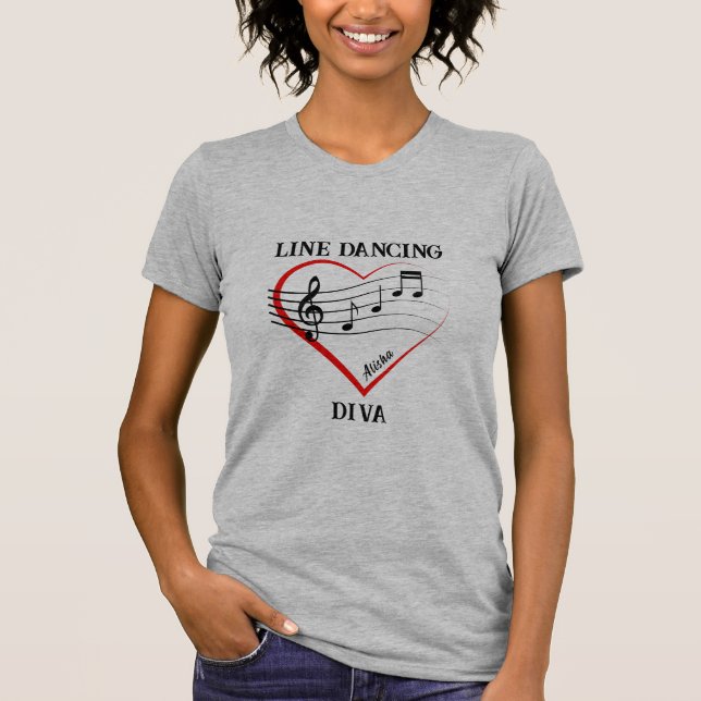 Camiseta Country Music Heart Line Dancing Diva T Shirt (Frente)