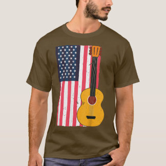 Camiseta Country Music Retro Guitar American Flag