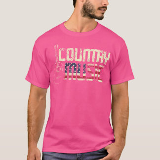 Camiseta Country Music Retro Vintage Guitar Flag Americano