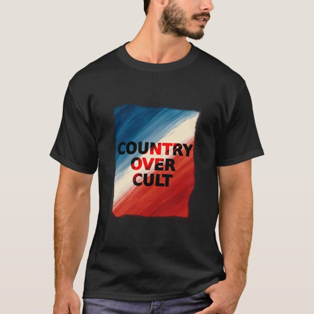 Camiseta Country Over Cult – Patriotic Paint Streaks (Frente)