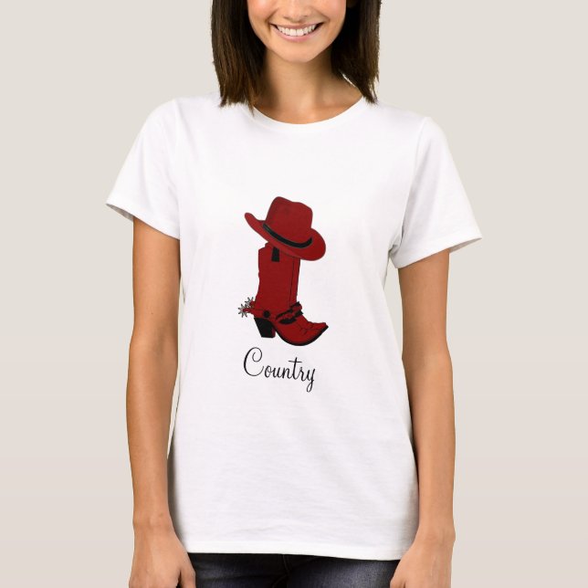 Camiseta Country Red Hat & Boots (Frente)