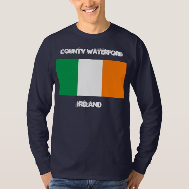 Camiseta County Waterford, Irlanda com bandeira irlandesa (Frente)