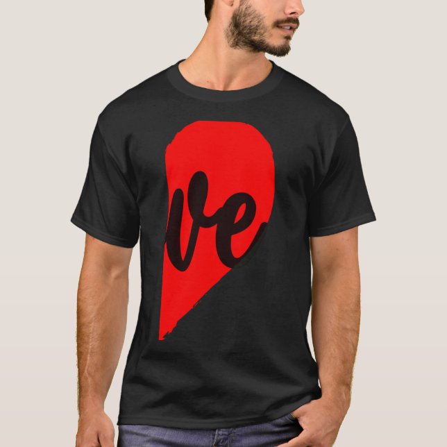 Camiseta Couple Half Heart Love Valentines Day Women Men A  (Frente)