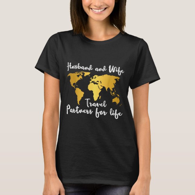 Camiseta Couple Matching Husband And Wife Travel Partners F (Frente)