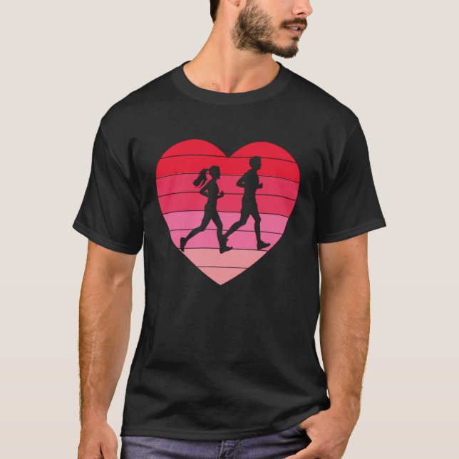 Camiseta Couple Runner Retro Valentine Heart Love Trail Run (Frente)