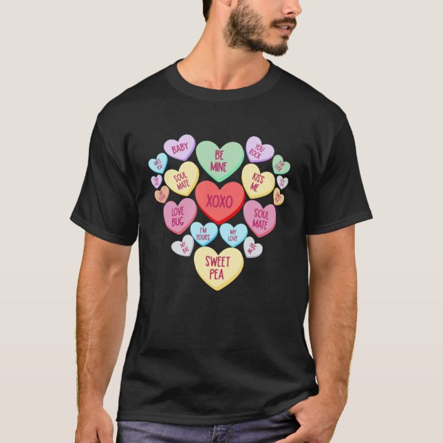 Camiseta Couple Valentine s Day Heart Candy Conversation (Frente)