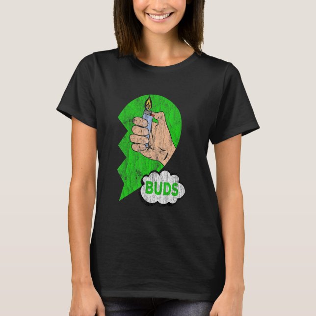 Camiseta Couples Matching Best Buds Weed Funny Joint Stoner (Frente)