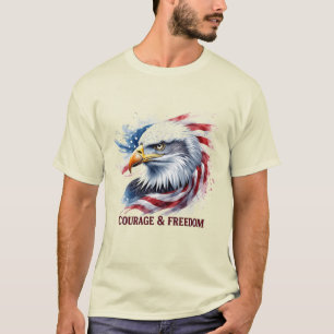 Camiseta Courage & Freedom Bandeira EUA Presente Patriótico
