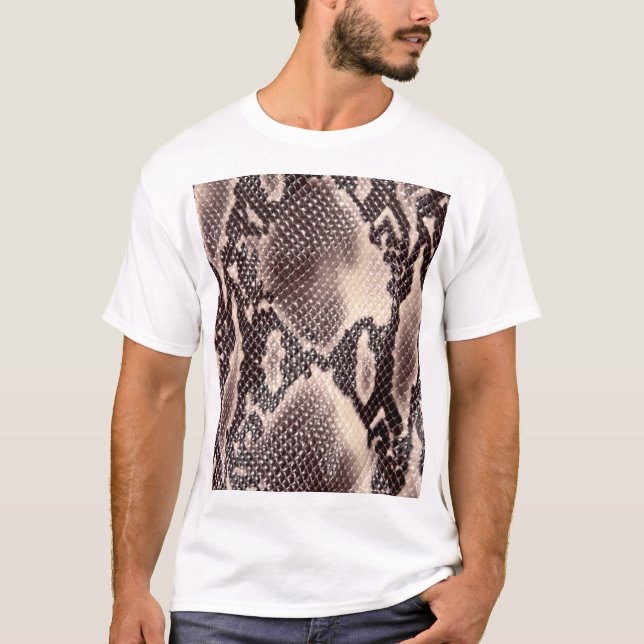 Camiseta Couro-cobra: textura castanha sem costura (Frente)