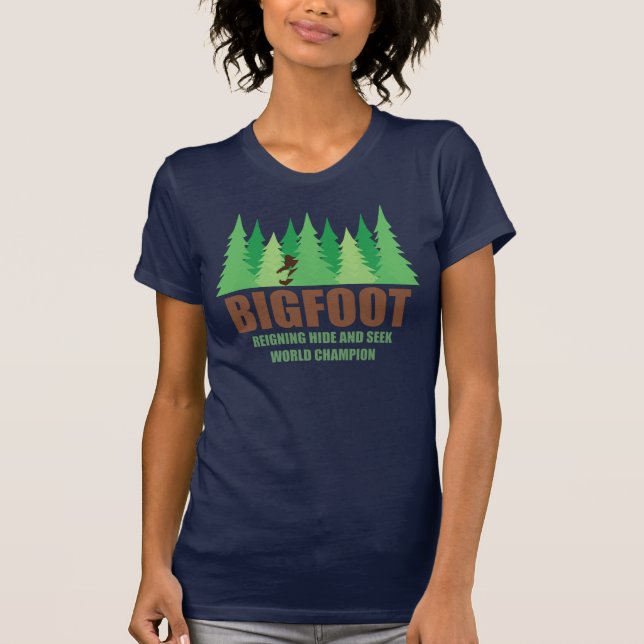 Camiseta Couro cru de Bigfoot Sasquatch - e - procure o (Frente)