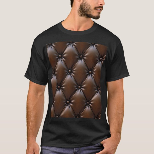 Camiseta Couro de Chocolate: Textura de Upholsteria Luxuosa (Frente)