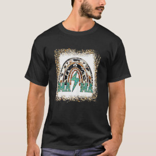 Camiseta Couro de Vaca Ocidental Descolorido Leopardo Turqu