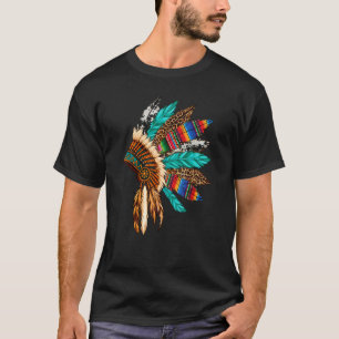 Camiseta Couro de Vaca Serape de Leopardo Cocar Indígena