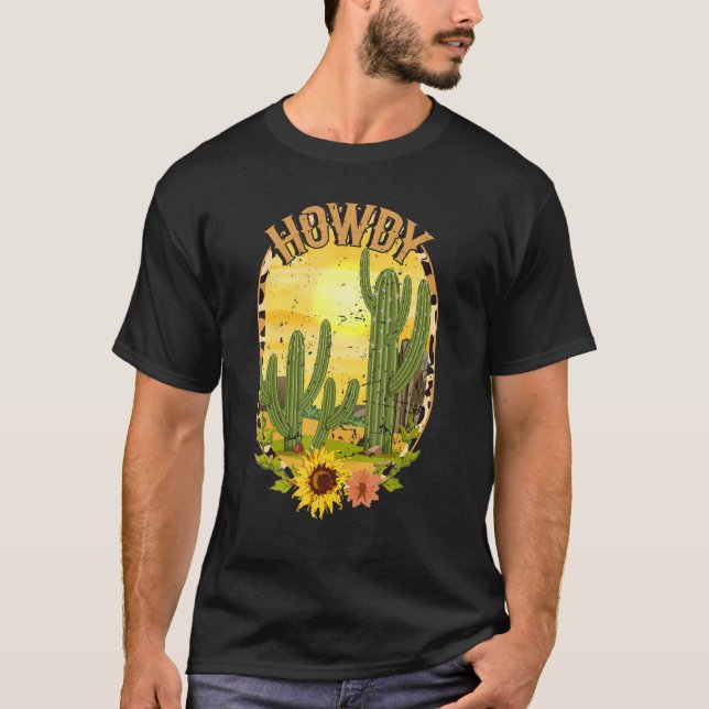 Camiseta Couro de Vaca Texas Cacto Serape Ocidente Rodeio P (Frente)