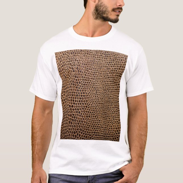 Camiseta Couro Escuro: Fundo Simples Elegante (Frente)