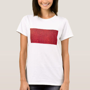 Camiseta Couro-jacaré vermelho-escura