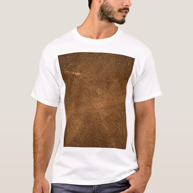 Camiseta Couro marrom envelhecido: Textura clássica (Frente)