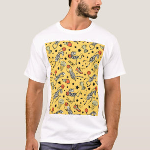 Camiseta Courtside Doodles: Fantasia de Basquete Zebra