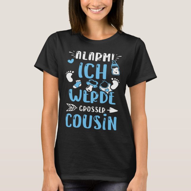 Camiseta Cousin Alarm Ich Werde Großer Cousin  Baby Boy (Frente)