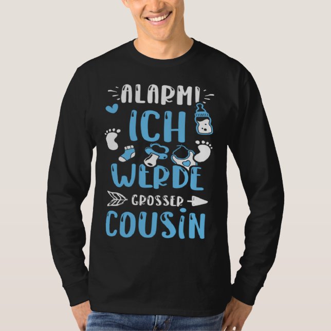 Camiseta Cousin Alarm Ich Werde Großer Cousin  Baby Boy (Frente)