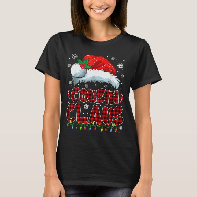 Camiseta Cousin Claus Christmas Lights Pajama Family Group  (Frente)