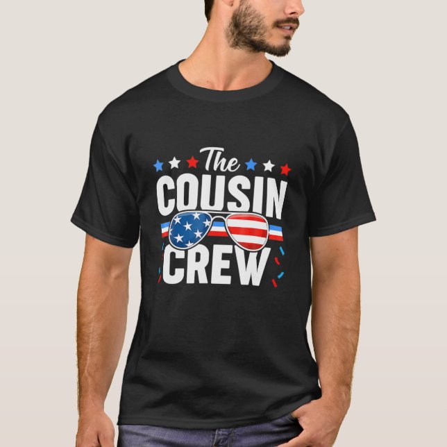 Camiseta Cousin Crew 4 De Julho Família Patriótica American (Frente)