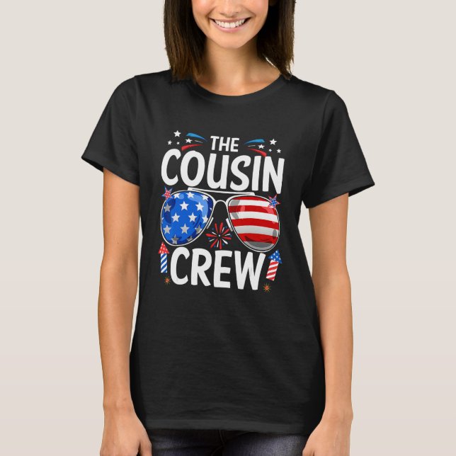 Camiseta Cousin Crew 4th of July Patriotic American Family  (Frente)