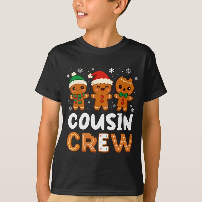Camiseta Cousin Crew Christmas 2025 Cookie Kids Boy Girl Fa (Frente)