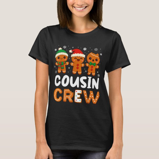 Camiseta Cousin Crew Christmas 2025 Cookie Kids Boy Girl Fa (Frente)
