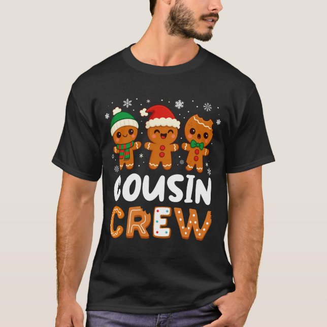 Camiseta Cousin Crew Christmas 2025 Cookie Kids Boy Girl Fa (Frente)