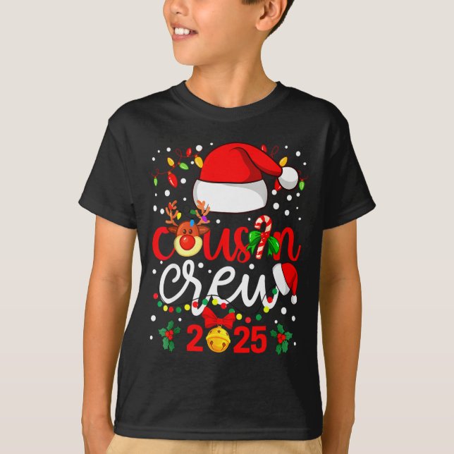 Camiseta Cousin Crew Christmas 2025 Santa Kids Family Match (Frente)