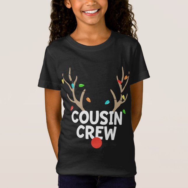 Camiseta Cousin Crew Christmas Pajama Reindeer Lights Matam (Frente)