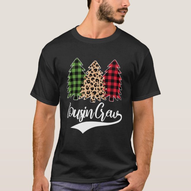 Camiseta cousin crew Christmas Tree red plaid Christmas (Frente)