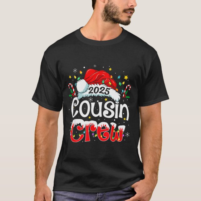 Camiseta Cousin Crew Christmas Xmas Lights Family Matching  (Frente)