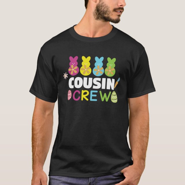 Camiseta Cousin Crew Cute Bunny Rabbit Matching Easter Day  (Frente)