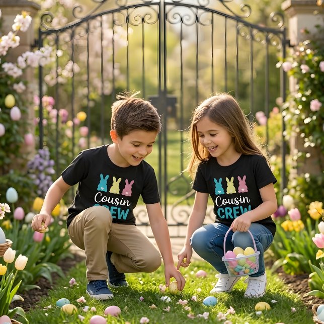 Camiseta Cousin Crew Easter Bunny Girls Kids Family Shirt (Criador carregado)