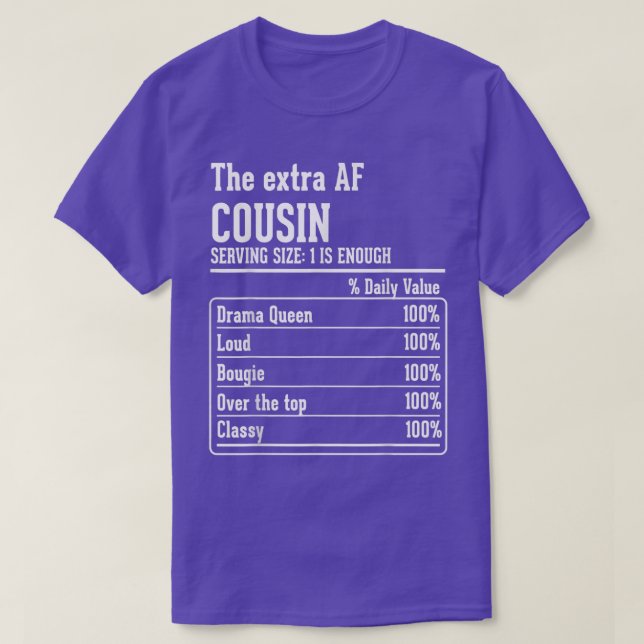 Camiseta Cousin Crew Fatos Nutricionais da Etra AF Primo (Frente do Design)