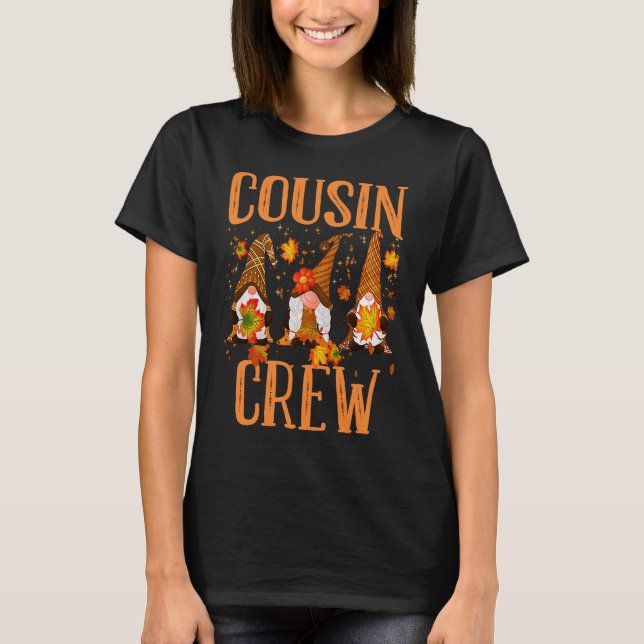 Camiseta COUSIN CREW Gnomes Thanksgiving Pumkin Autumn Fall (Frente)