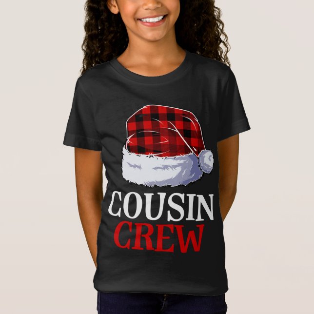 Camiseta Cousin Crew Papai noel Xadrez Buffalo Roupa Engraç (Frente)