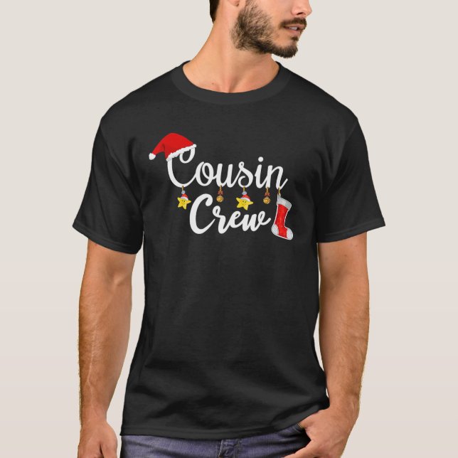 Camiseta Cousin Crew Papais noeis Red Xadrez Xmas Engraçado (Frente)