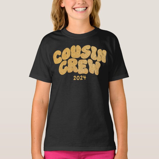 Camiseta Cousin Crew | Reunião Dourada da família primo (Frente)