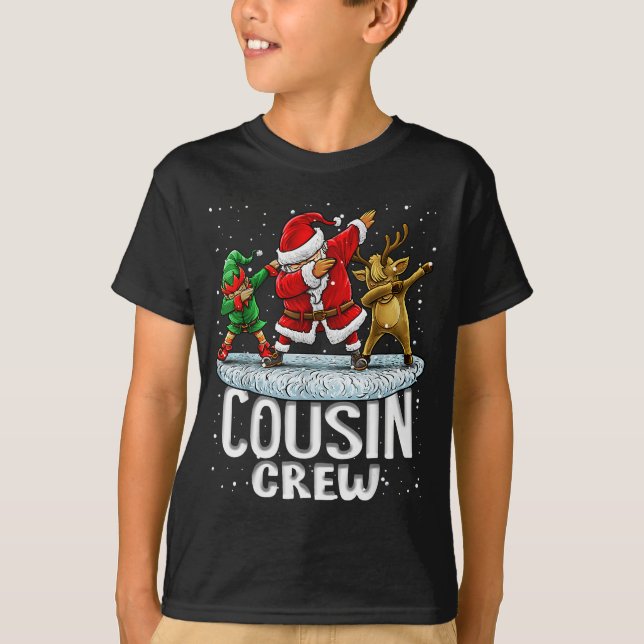 Camiseta Cousin Crew Santa Elf Dabbing Matching Family Chri (Frente)