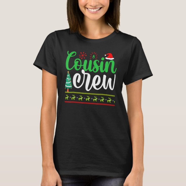 Camiseta Cousin Crew Santa Hat Pajamas Correspondendo à fam (Frente)