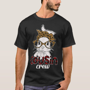 Camiseta Cousin Crew Squad Bunny Leopard Coelho Rosto E