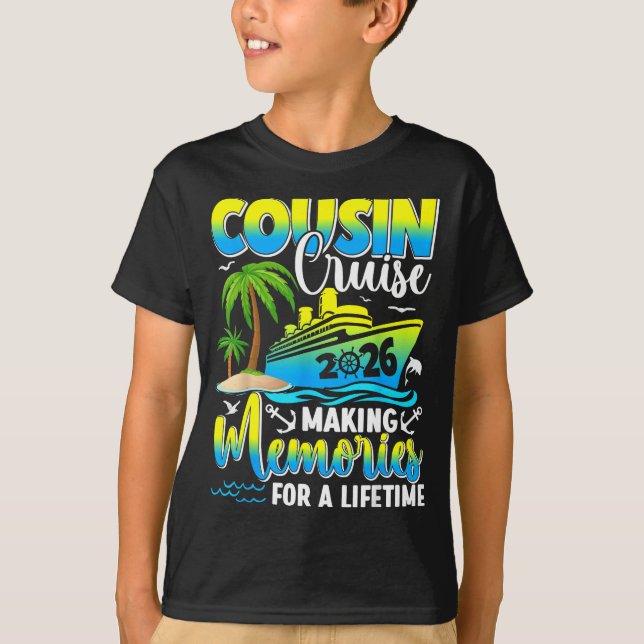 Camiseta Cousin Cruise 2026 Summer Vacation Beach Family Tr (Frente)