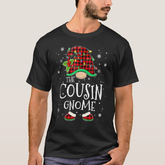 Camiseta Cousin Gnome Red Plaid Matching Family Christmas P (Frente)