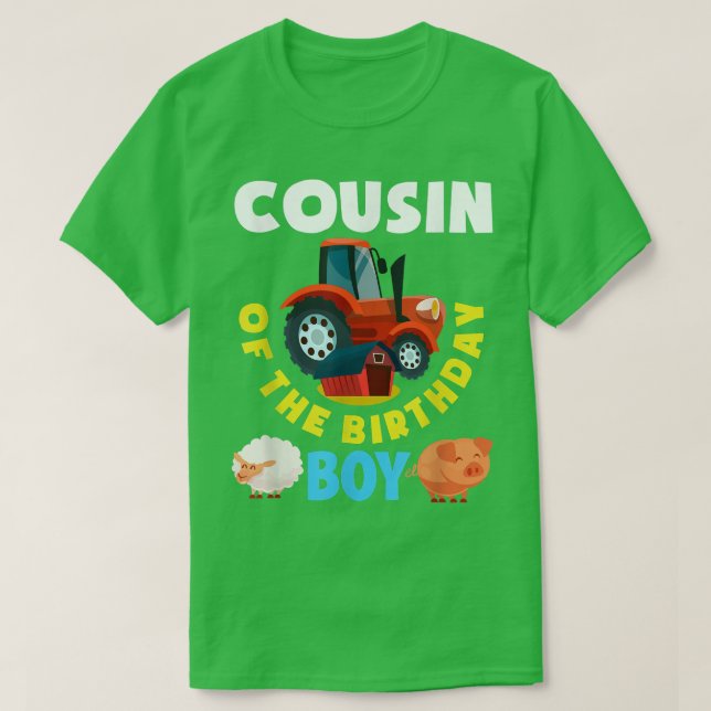 Camiseta Cousin Of The Birthday Boy Farm Tractor Farmer Bir (Frente do Design)