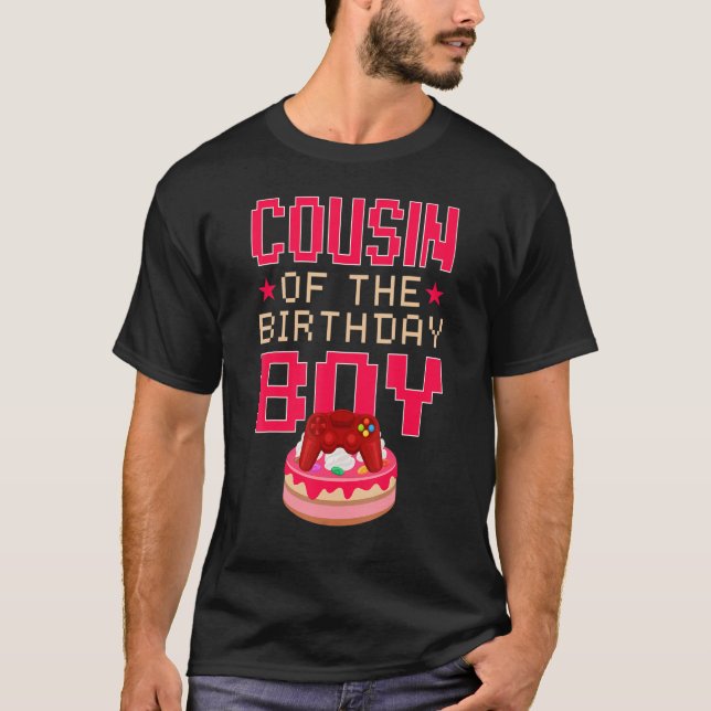 Camiseta Cousin of The Birthday Boy Gamepad Matching Family (Frente)