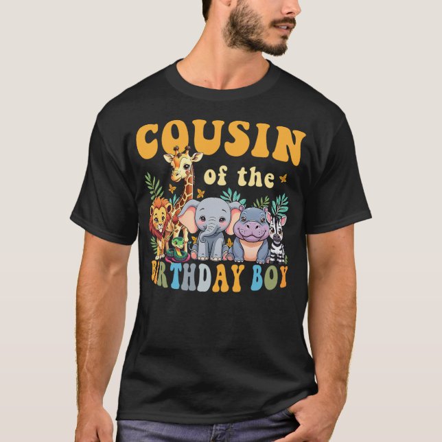 Camiseta Cousin of the Birthday Boy Kid Safari Jungle Anima (Frente)