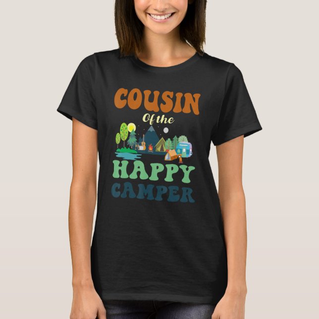 Camiseta Cousin Of The Happy Camper Men 1st Bday Camping Tr (Frente)